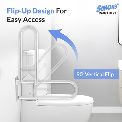Simon’s Flip-Up SS304 Grab Bar | 80cm Heavy-Duty Toilet Safety Support Rail for Elderly – 32mm Thick