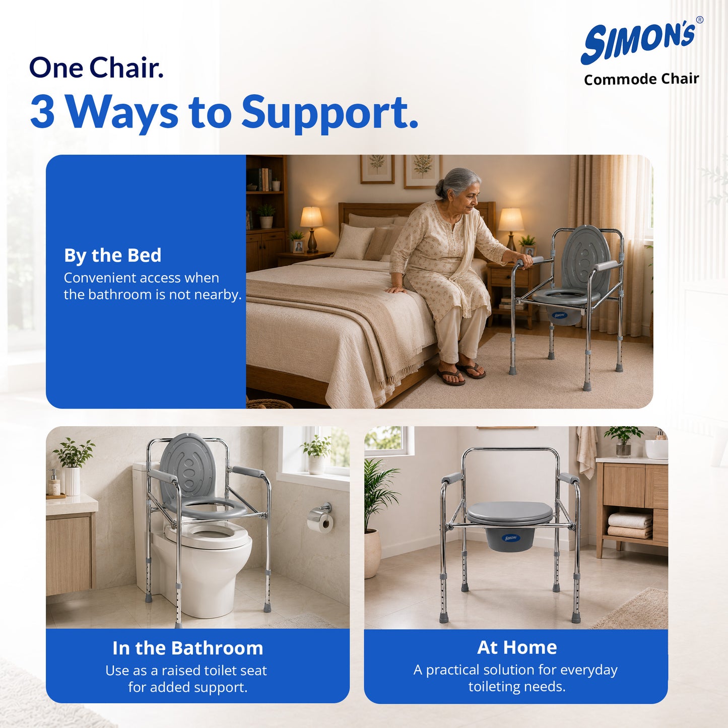 Simon’s Classic folding 3-in-1 commode chair