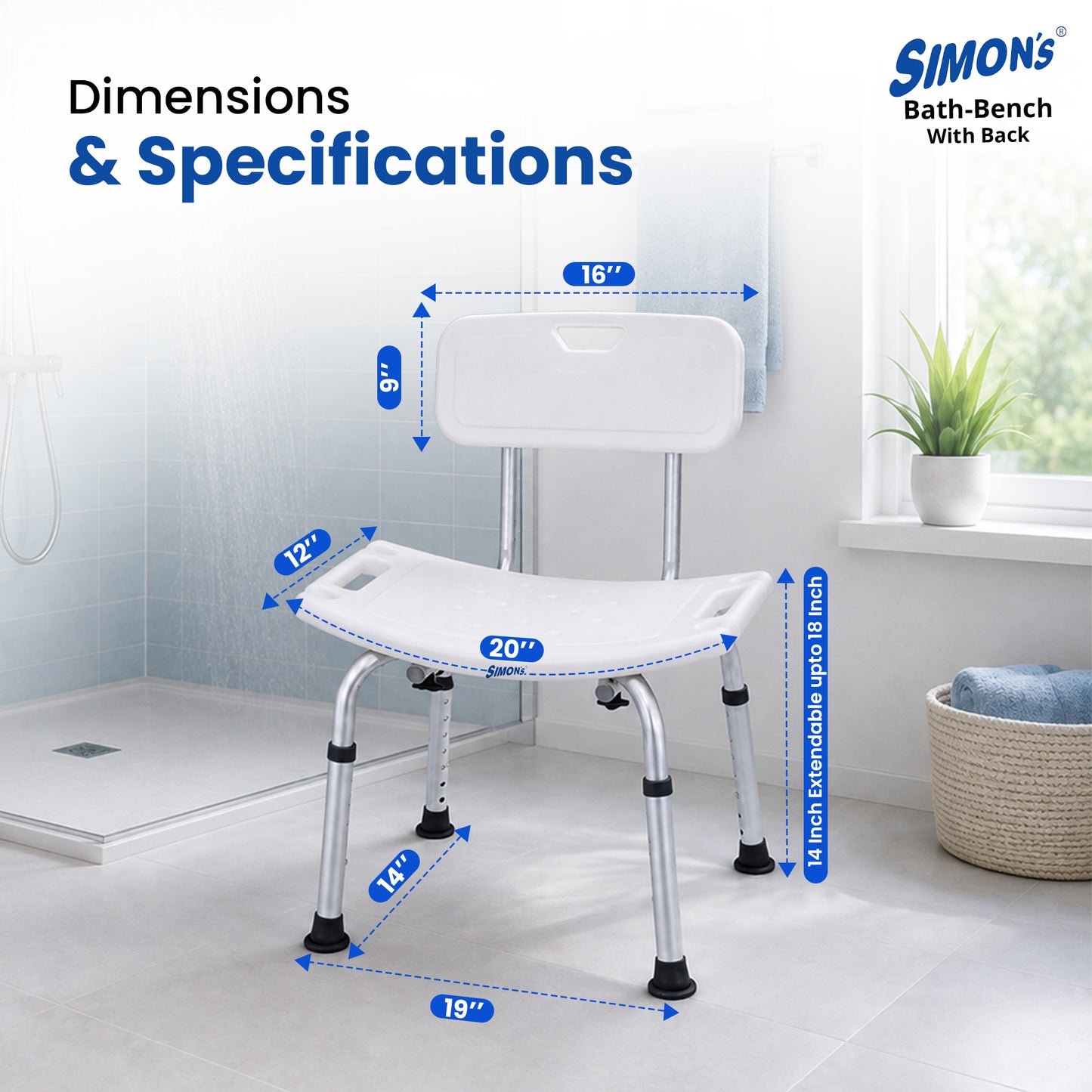 Simon's Bath Bench with Back