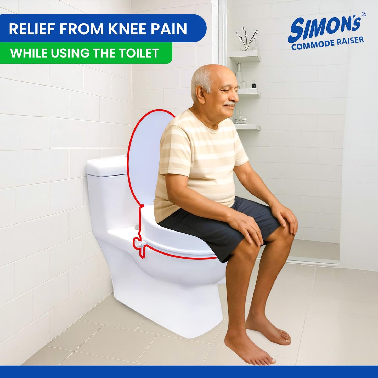 Simon’s Heavy-Duty 6 Inch Commode seat raiser with lid cover – for elderly to sit and rise from commode toilets, portable seat extension for senior citizen with knee pain - Pack of 1