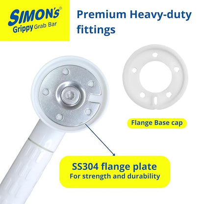 Simon's Dual side Nylon + SS304, Urinal grab bar for handicapped and disabled toilet urinals, elderly and Post-surgery patients hospital bathroom grab railings – 60 cm + 60 cm