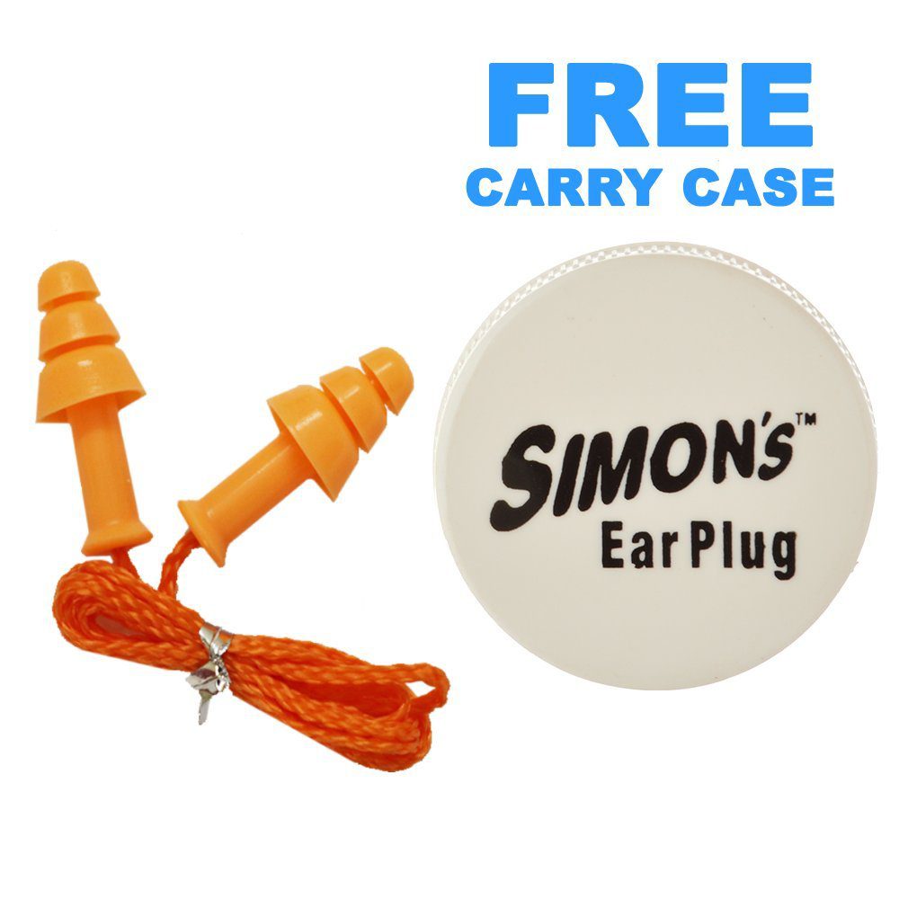 Simon's Swimwell Reusable Silicone Earplugs (3 Pairs, Orange)