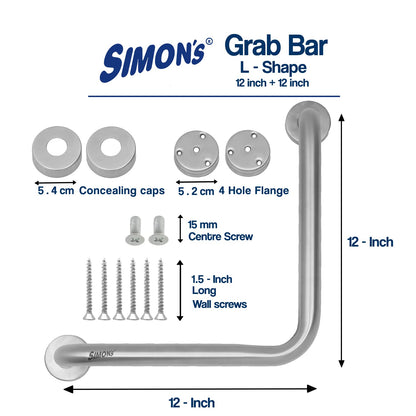 Simon's Matty  Grab Bars - L Shape 12+12 Inch - Pack of 1