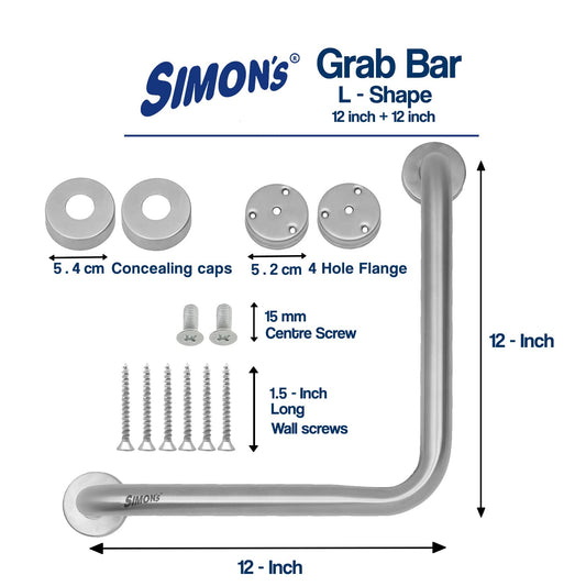 Simon's Matty  Grab Bars - L Shape 12+12 Inch - Pack of 1