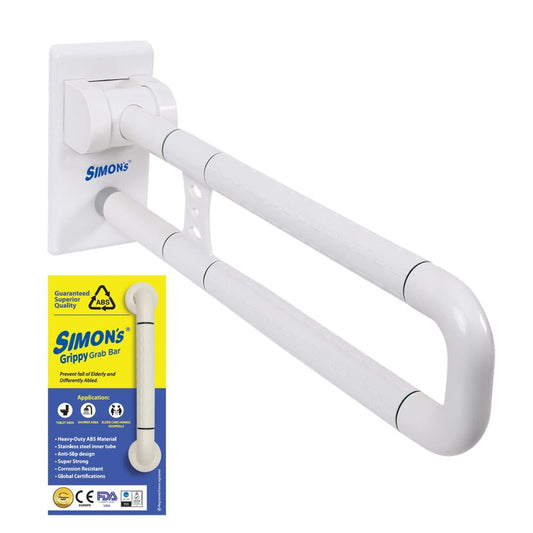 Simon's Grippy Flip-Up Nylon and SS304 Grab bar for Toilet and Commode Rising - Pack of 1