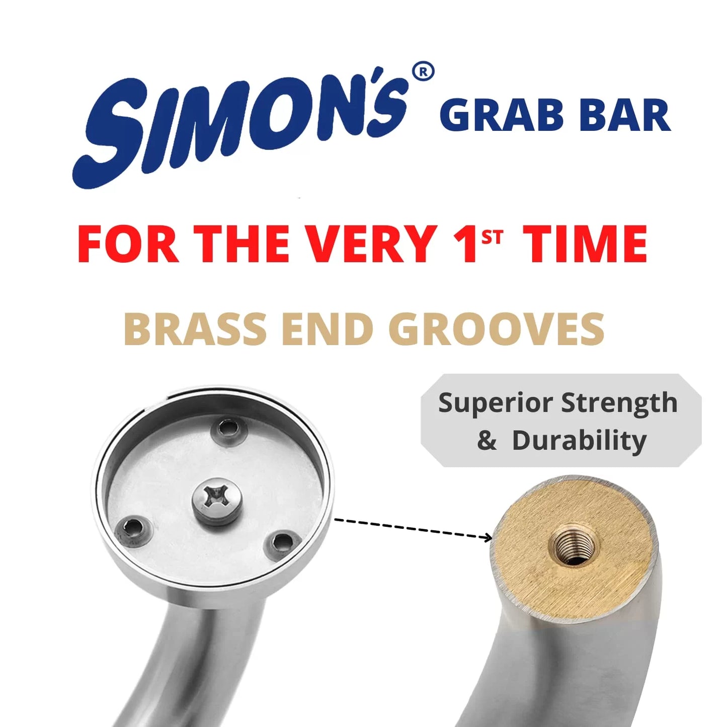 Simon's Matty 100% SS304 Grab bar | Hand rail | Bathroom safety rails | Support Handle