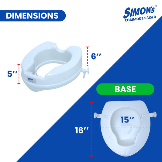 Simon’s 6-Inch Commode Seat Raiser – Heavy-Duty Toilet Lift for Elderly & Knee Pain Relief