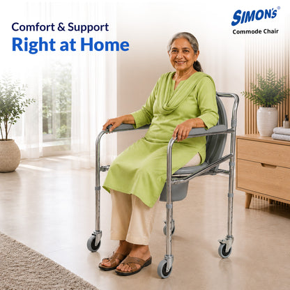 Simon’s Classic folding 4-in-1 commode chair with wheels