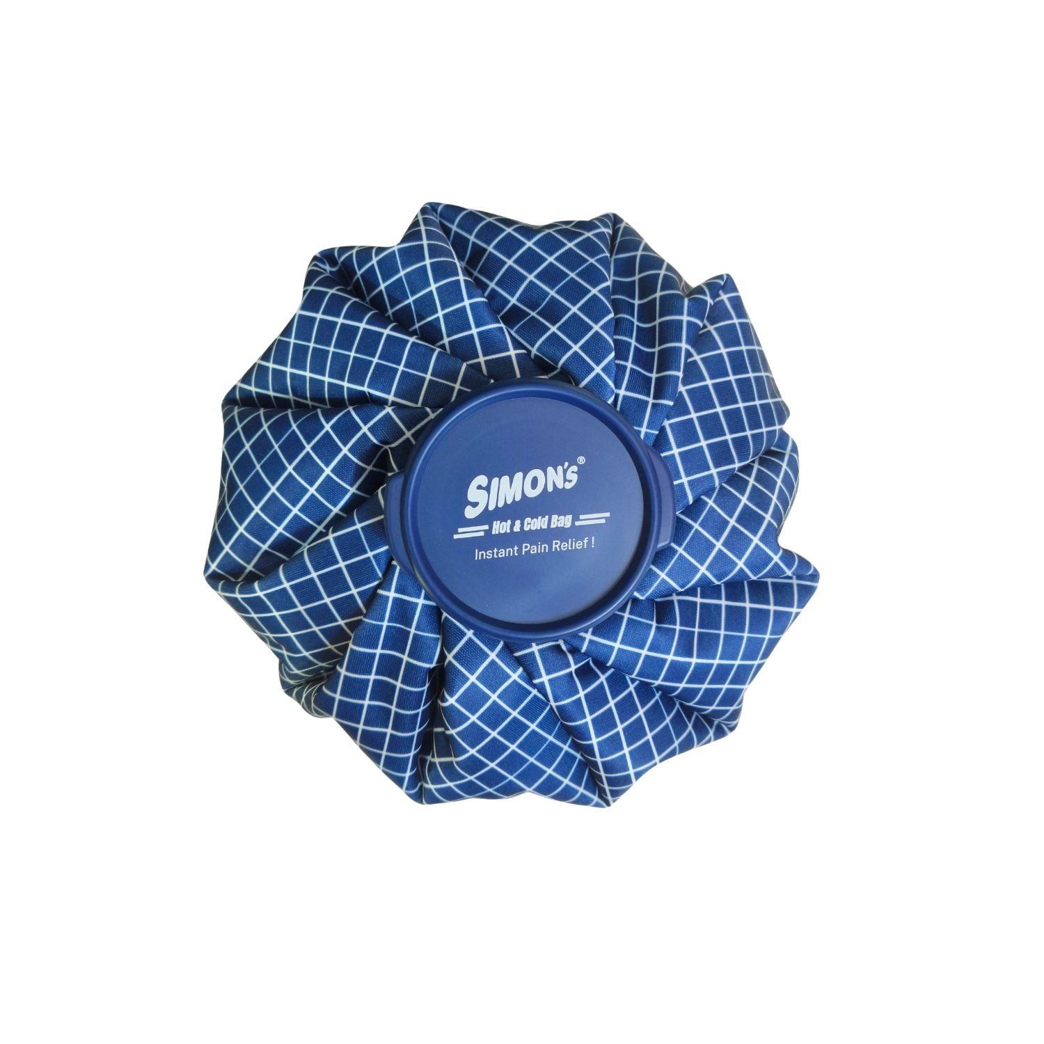 Simon's  blue plaid hot and cold ice bag pack with leak-proof cap for pain relief