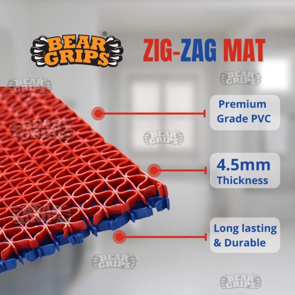 Bear Grips Anti Slip Zig Zag bathroom floor mat (Color – Red)