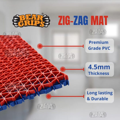 Bear Grips Anti Slip Zig Zag bathroom floor mat (Color – Red)