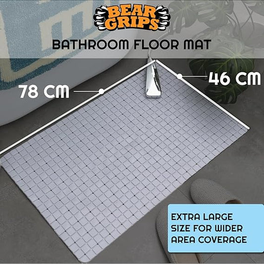 BEAR GRIPS Anti-Slip bathroom floor mat with suction grips(Size: 78 X 46 cm, Stone Grey)