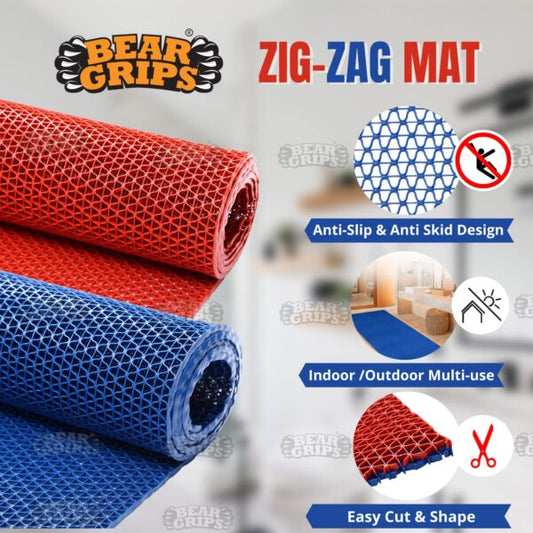Bear Grips Anti Slip Zig Zag bathroom floor mat (Color – Red)