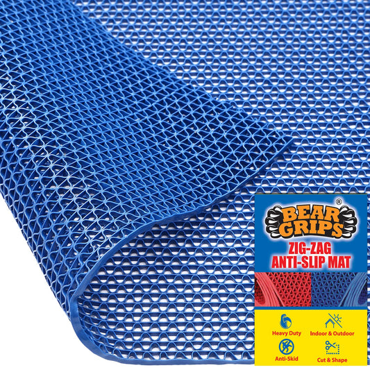 Bear Grips Anti Slip Zig Zag bathroom floor mat (Color – Blue)