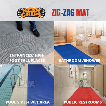 Bear Grips Anti Slip Zig Zag bathroom floor mat (Color – Red)