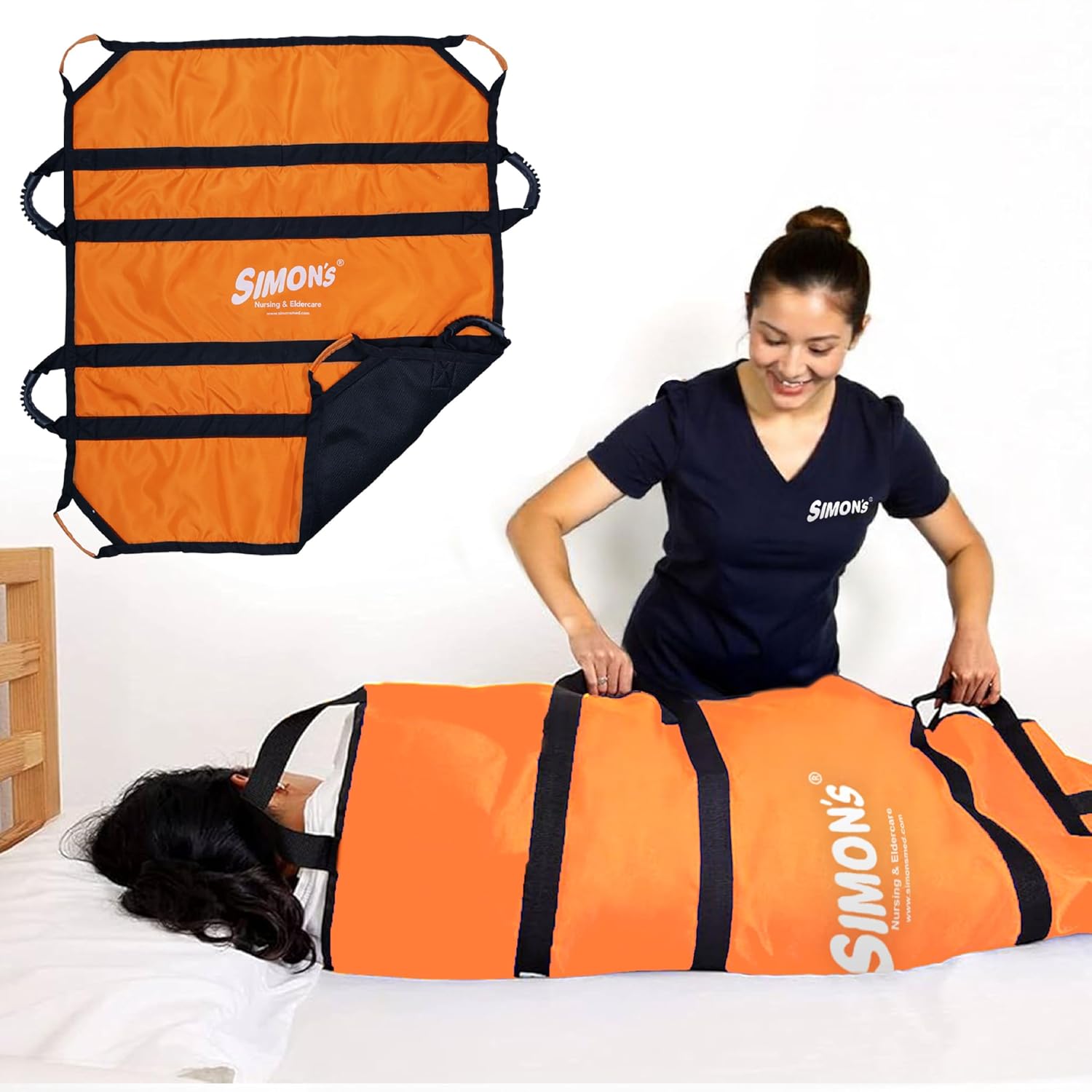 Simon's LiftPro Heavy-Duty Patient Lifting, Turning and Transfer pad, Suitable for Positioning Bed-Ridden Elderly Patients | 8 Handles, Soft Padded, Foldable Transfer Sheet, Must Have for Care givers