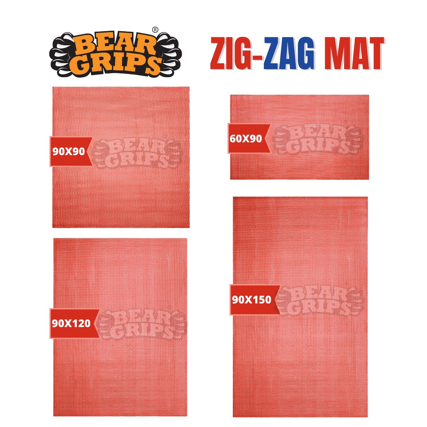 Bear Grips Anti Slip Zig Zag bathroom floor mat (Color – Red)