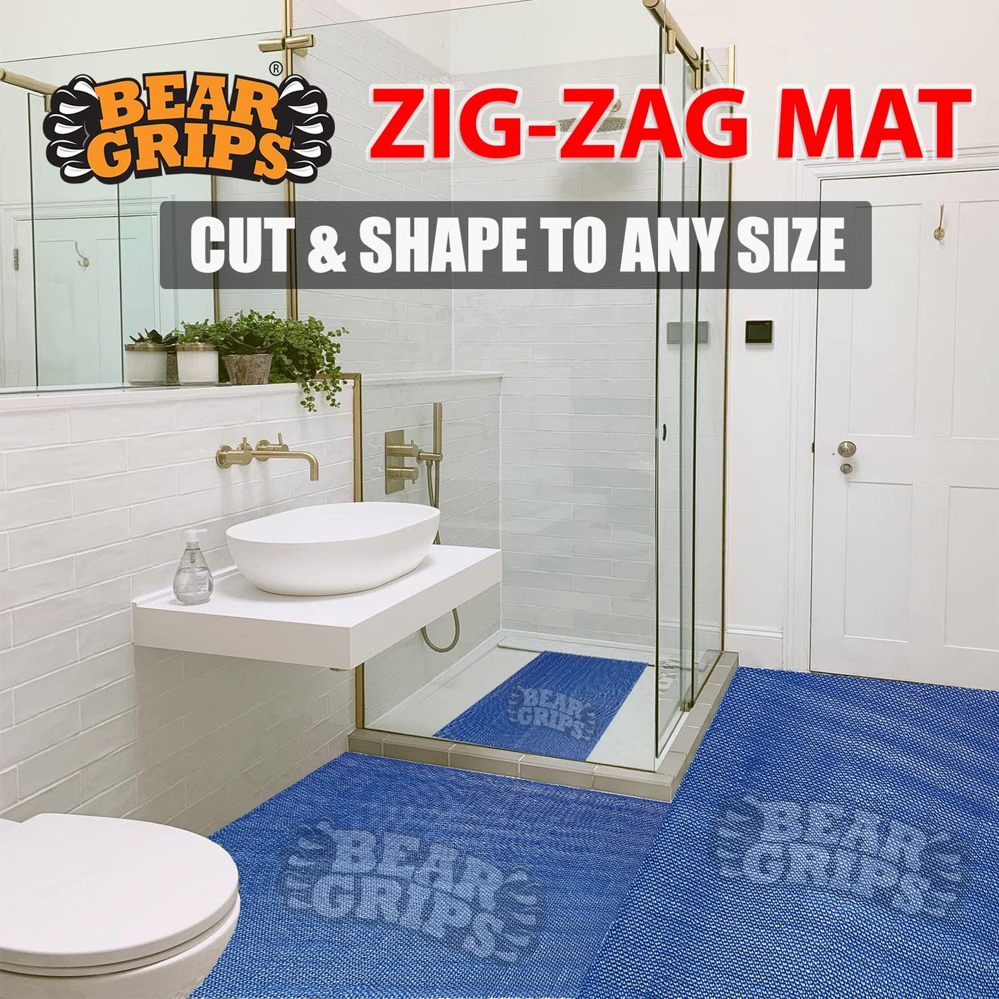 Bear Grips Anti Slip Zig Zag bathroom floor mat (Color – Red)