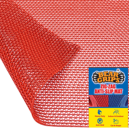 Bear Grips Anti Slip Zig Zag bathroom floor mat (Color – Red)