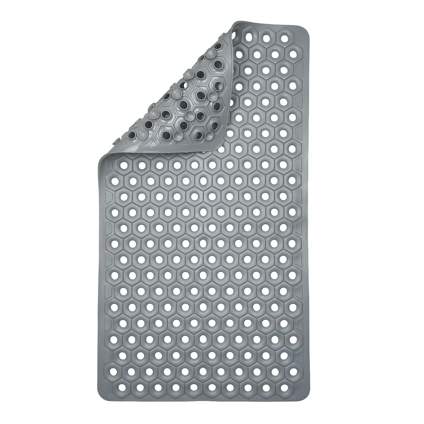 BEAR GRIPS HexaGrip Anti Slip PVC Bathroom Floor Mat, with Anti-Skid Suction Cups and Drain Holes | Ideal for Shower Area, Toilet Floor, Bath Area | Prevent Bathroom Falls - Size 70 X 40 cm - Grey