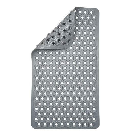 BEAR GRIPS HexaGrip Anti Slip PVC Bathroom Floor Mat, with Anti-Skid Suction Cups and Drain Holes | Ideal for Shower Area, Toilet Floor, Bath Area | Prevent Bathroom Falls - Size 70 X 40 cm - Grey