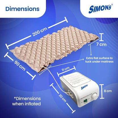 Simon's Anti Decubitus Air Mattress and Pump - Medical Grade 3 PLY PVC Mattress with Adjustable Air Pressure, Anti-Decubitus Bubble Air Bed for Bedsores Prevention and Healing with Free Repair kit