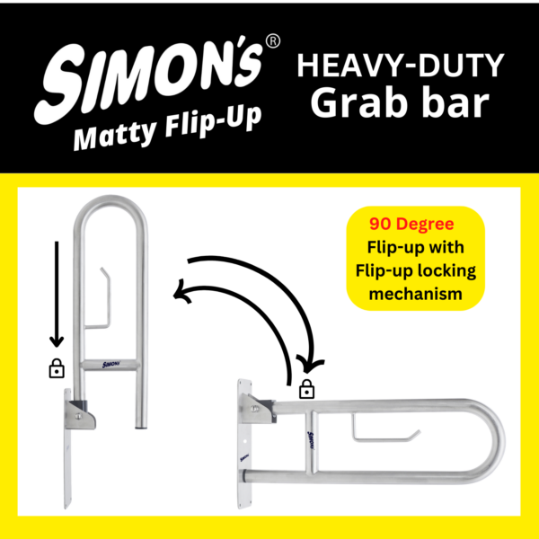 Simon’s Matty Flip-Up Heavy Duty 32mm SS304 Folding Grab bar - 60cm - Image 4