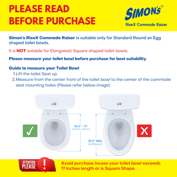 Simon’s Heavy-Duty 6 Inch Commode seat raiser – for elderly to sit and rise from commode toilets, portable seat extension for senior citizen with knee pain - Image 5