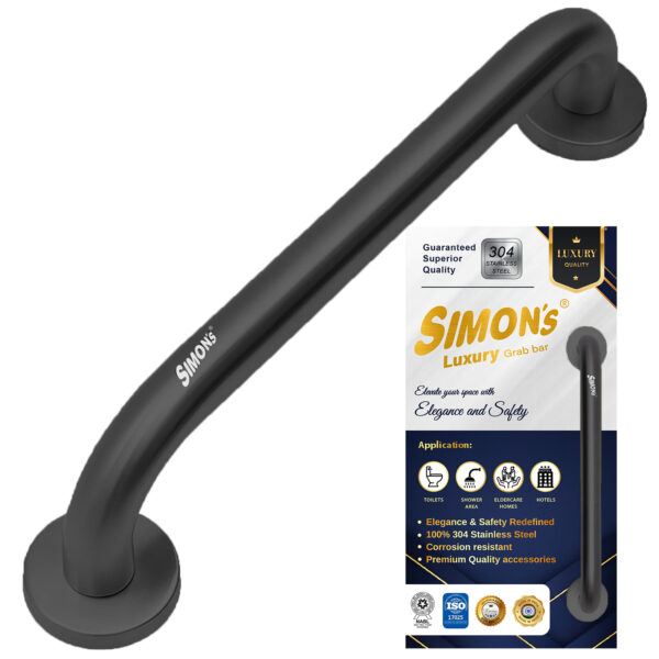 Simon’s Luxury 100% Stainless Steel 304 Heavy Duty Grab bar for Bathroom handrailing and Safety Handle for Elderly – Matte Black