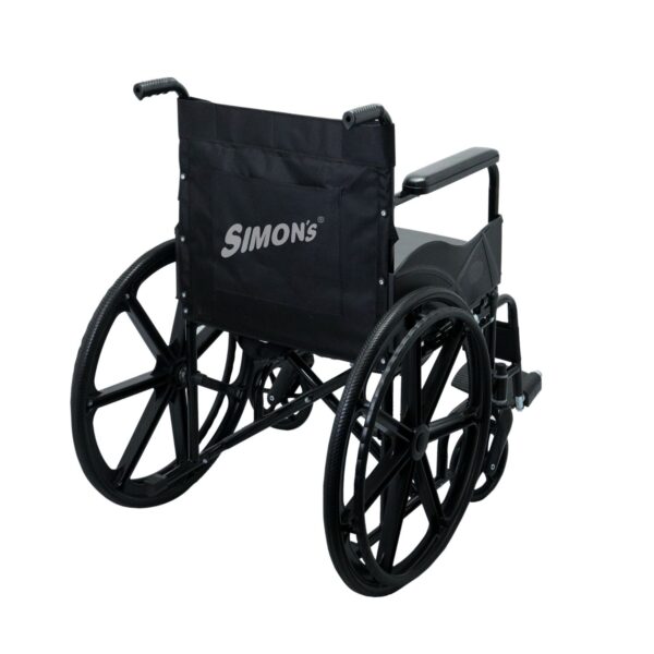 Simon’s GlidePro folding Commode Wheelchair with Mag wheels, for easy mobility of elderly, handicapped and patients, with easy removable bucket and seat – Black - Image 2